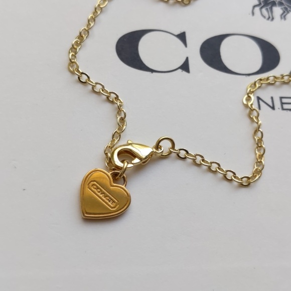 Coach Script Heart Charm Gold Plated Bracelet New - Picture 4 of 7